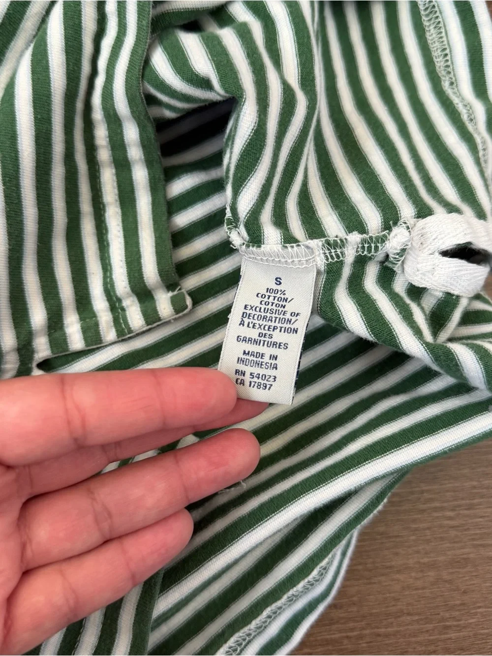 Y2K Old Navy Youth Short Sleeve Green & White Striped Polo Tee Size Small
